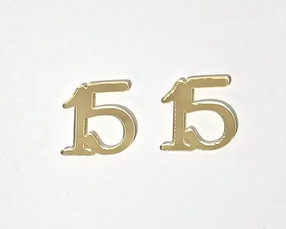 Numero 15 Acrílico Espelhado Dourado Pacotes com 10 Unidades