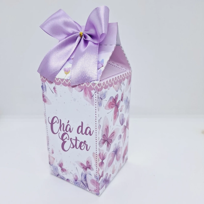 PEGUE E MONTE - Kit CAIXA MILK BORBOLETA LILAS - Decoração de Festa - Caixinhas Personalizadas