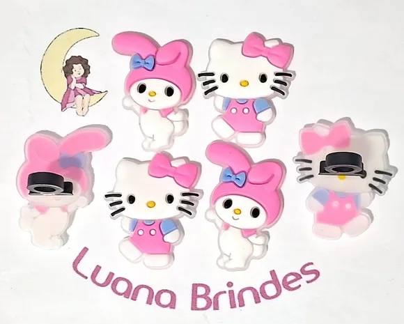 Lápis com Ponteira Hello Kitty e Melody Emborrachado 6 Peças