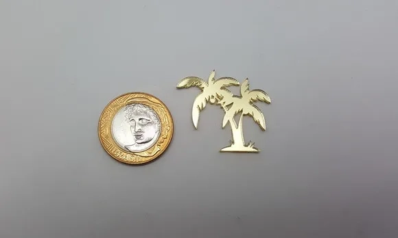 Aplique de Coqueiro em Acrílico Espelhado de 3,1cm