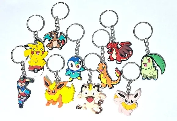 Chaveiro Pokémon Emborrachado Pacote com 10 Unidades