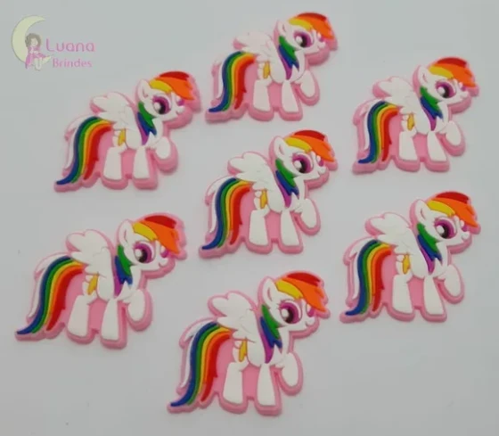 Aplique Poney Branco Personagem de Borracha - Pct C/8 Unid
