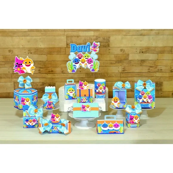 Kit 60 Lembrancinhas Baby Shark Menino