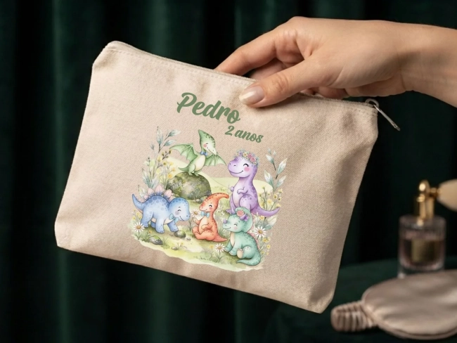 Lembrancinha Nécessaire Personalizada Algodão Cru 20x15 Estampa DTF