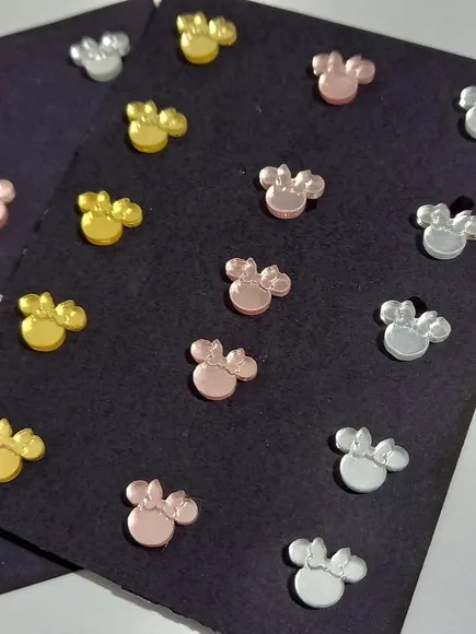 Mini Apliques Minnie Acrílico Espelhado - 2 Cartela