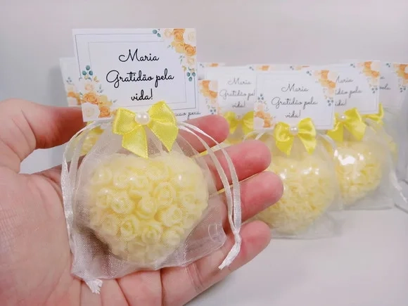 Lembrancinha de Aniversário 15 Anos: Sabonete Coração Floral