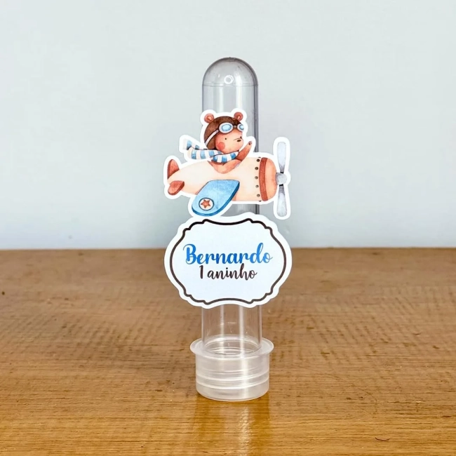 Apliques para Tubetes Personalizados URSINHO AVIADOR - Decoração de Festa | Lembrancinhas | Aniversário | Personalizados