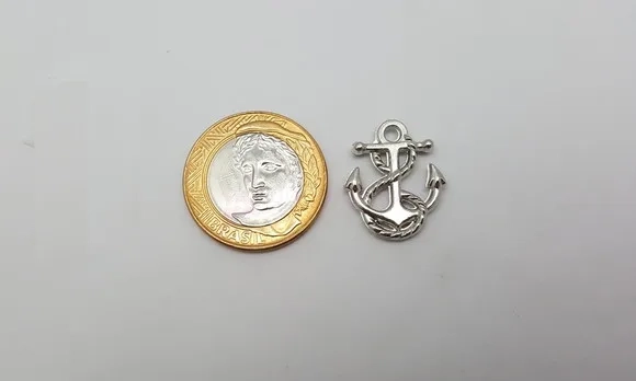 Pingentes Âncora de Metal Prateado 2,3cm Pct 15 Unidades