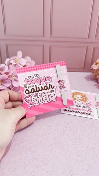 Card com Mini Lixa Outubro Rosa
