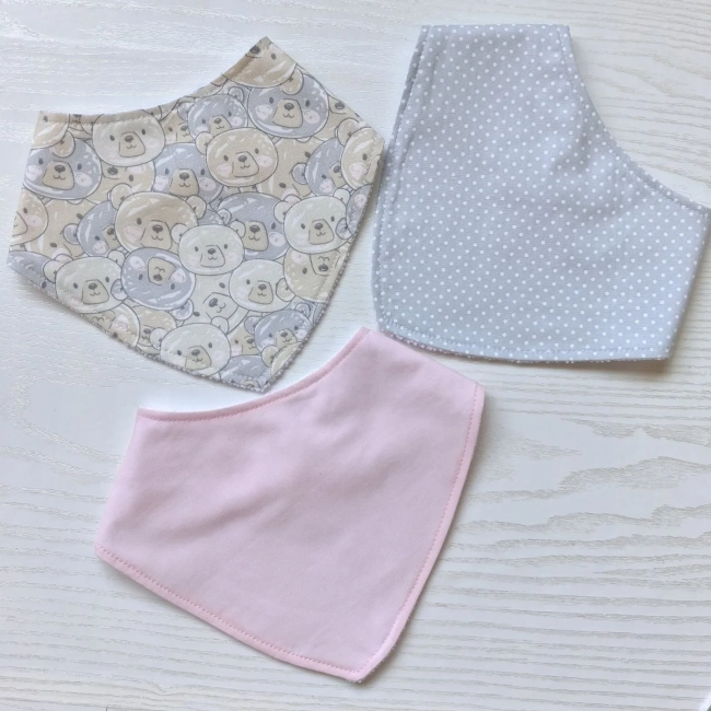 Kit 3 Babadores Bandana Premium para bebê - Ursinho Fofos
