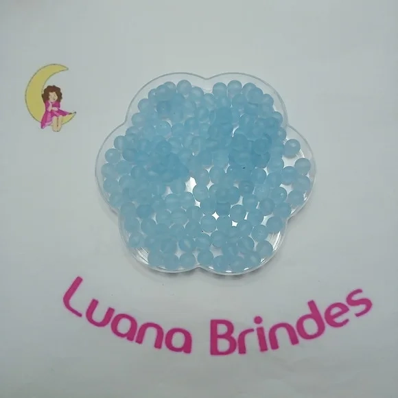 Bola Fosca Com Furo Azul 8mm Pct 100 Unidades