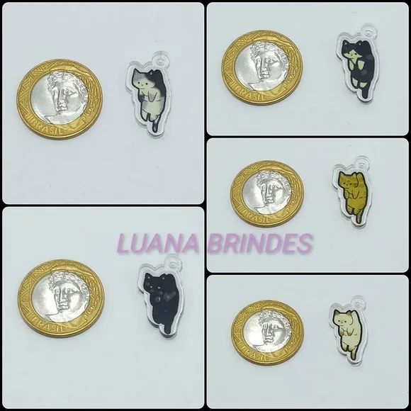 Pingentes Gatinhos de Acrílico Adesivado- Pct C/6 Unidades
