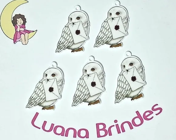 Pingente Coruja Edwiges Harry Potter Pct C/5 Peças