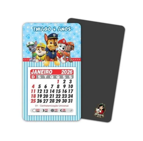 Imã de Geladeira com Calendário Patrulha Canina