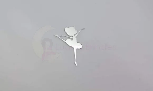 Aplique Bailarina de Acrílico Espelhado Prata 4,7cm 5 Unids
