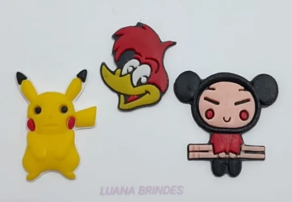 Apliques Personagens Variados de Borracha -pct C/6 Unid
