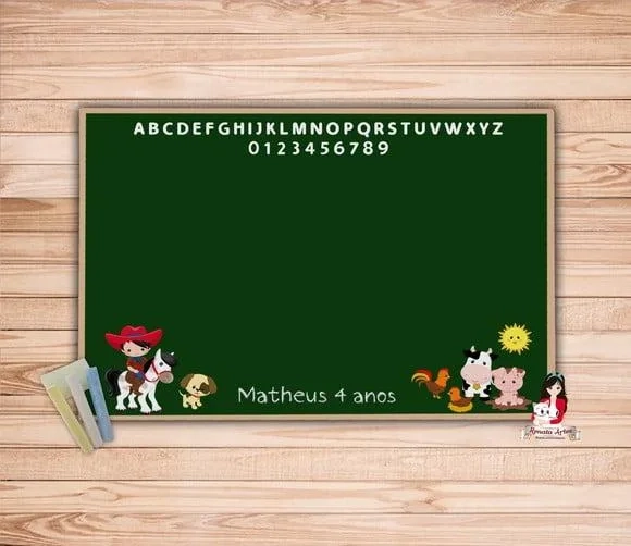 Lousa Personalizada com Giz Fazendinha