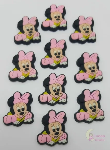 Aplique Minnie Baby de Borracha -2,7cm - Pct C/6 Unid