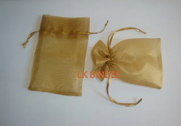 Saquinhos de Organza Cristal com Fita 5x8cm Pacote C/70 un