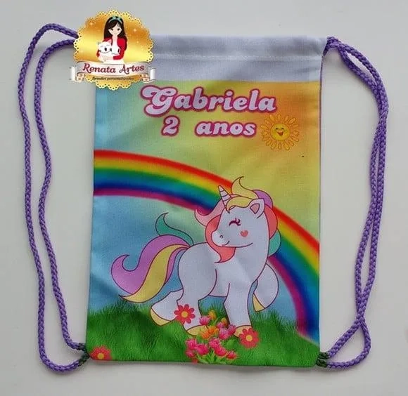 Mochilinha de Tecido Personalizada Unicórnio