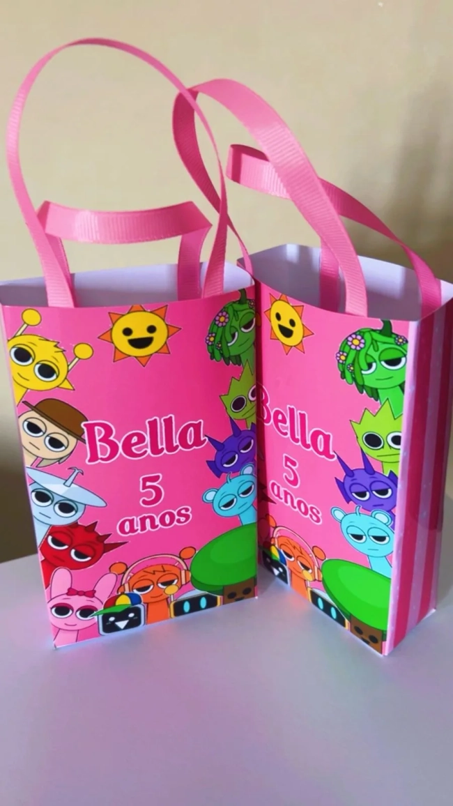 Sacolinhas Personalizada Sprunki Rosa Lembrancinhas Para Aniversário