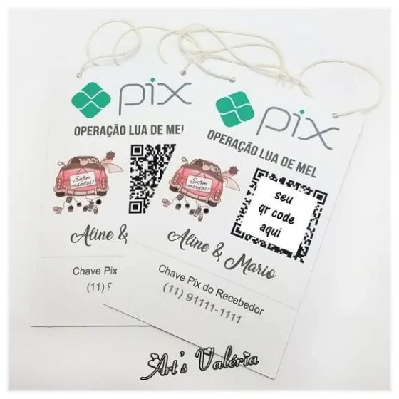 Plaquinhas Pix Qr Code Operação Lua de Mel - Par