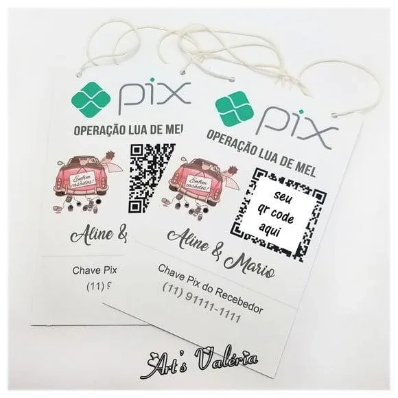 Plaquinhas Pix Qr Code Operação Lua de Mel - Par