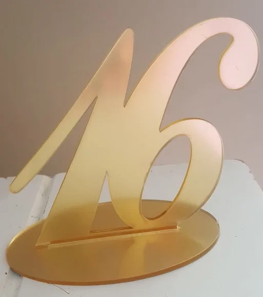 Topo de Bolo/mesa Numeros - 10 x 10 em Acrílico Espelhado