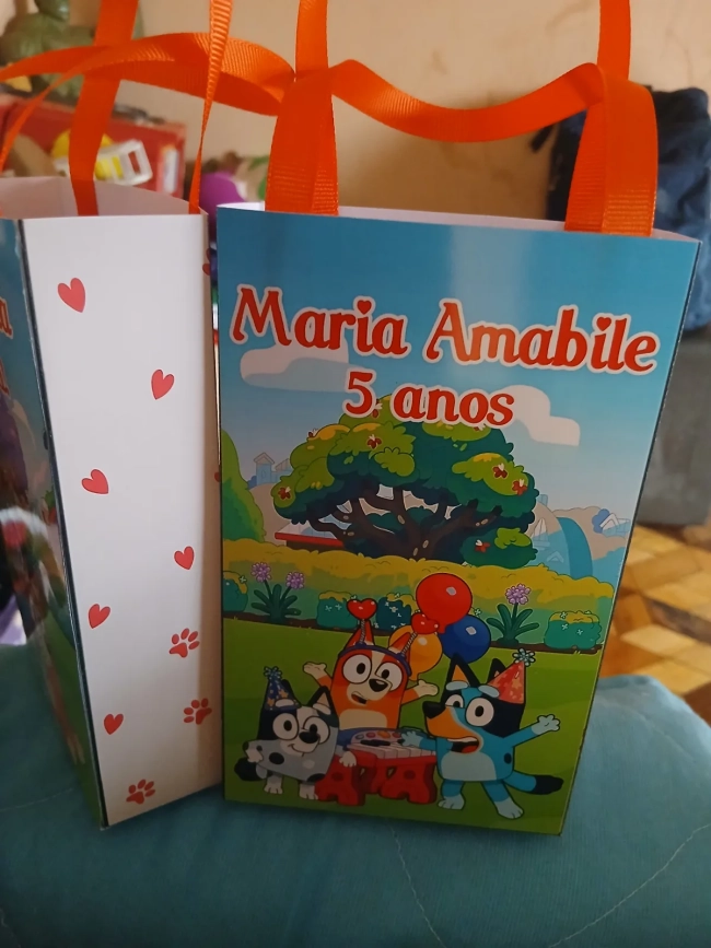 Sacolinha personalizada para lembrancinhas Bluey bingo