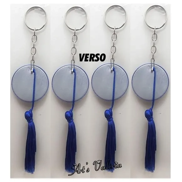 Chaveiro Bóton com Franja Olho Grego ou Mandala