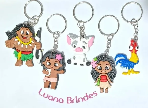 Chaveiro Moana Emborrachado Pacote com 5 Unidades Variados