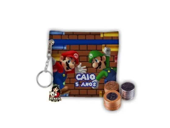 Chaveiro Porta Moedas Personalizado Super Mario