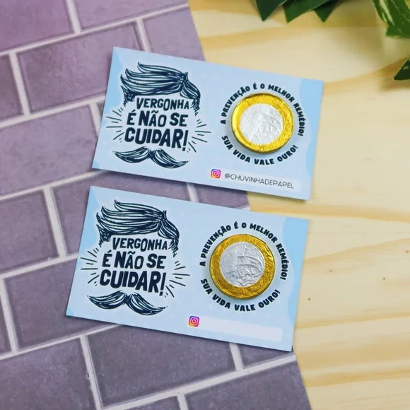Card com Moeda de Chocolate Novembro Azul