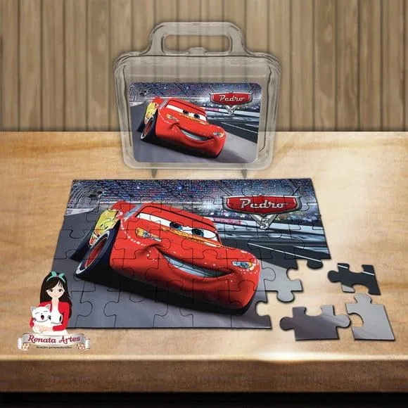 Quebra Cabeça Personalizado na Maleta Carros Macqueen