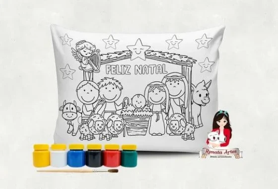 Almofada com Tinta para Colorir Presépio