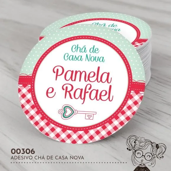 Adesivo Redondo Chá de Casa Nova - 00306