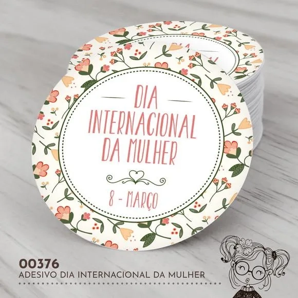 Adesivo Redondo Dia Internacional da Mulher - 00376