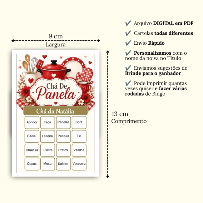Bingo Chá de Panelas PDF Para Imprimir