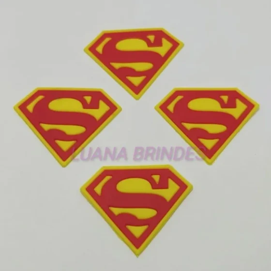 4 Apliques Emborrachado do Superman - 4,1cm x 5,2cm
