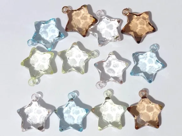 Pingente Estrela de Acrílico 3,5cm Pacote com 10 Unidades