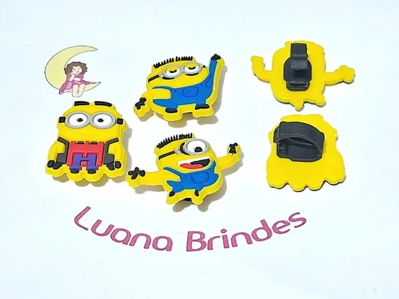 Pins para Cadarço Minions 3cm Emborrachado Pacote C/6 Peças
