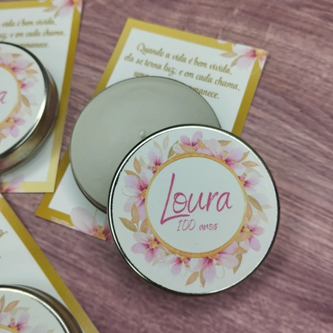 40 Unidades de Vela Aromática na latinha Personalizada, Casamento, Eventos, Aniversários, Festas, Lembrancinhas, Brindes - Trabalhamos com qualquer tema - Informar o tema no chat