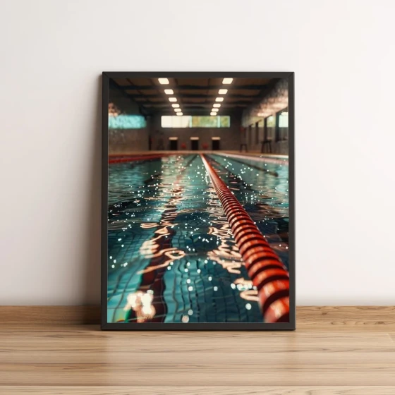 Quadro com pista de natação em foco artístico 2189