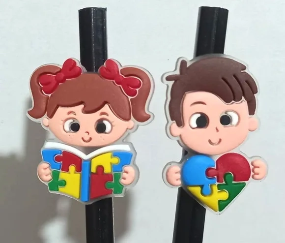 Lápis C/ponteira Menina e Menino Símbolo Autismo - 6 Unidade