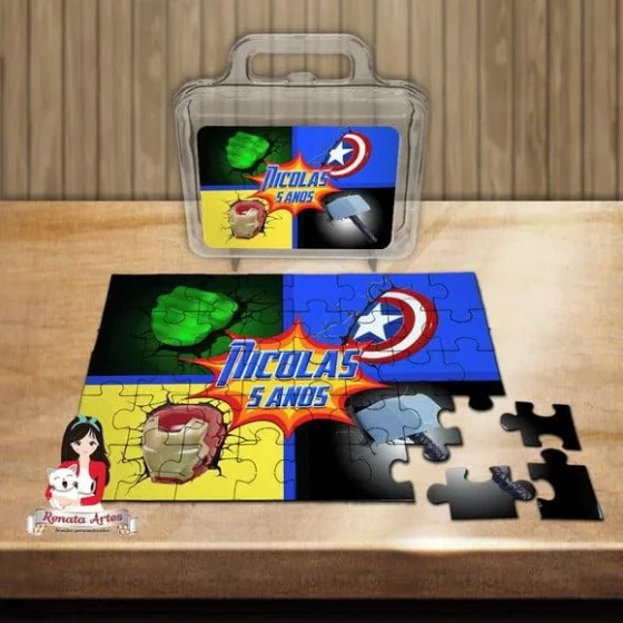 Quebra Cabeça Personalizado na Maleta os Vingadores