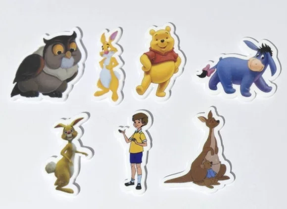 Aplique Ursinho Pooh 5cm Acrílico Pacote com 7 Unidades