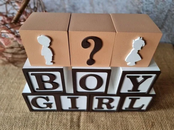 Chá de Revelação cubos 6x6cm Menino e Menina