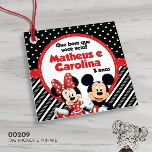 Tag Quadrada Mickey e Minnie - 00209
