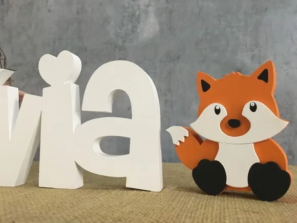Letras Decorativas - nome em MDF + Raposa