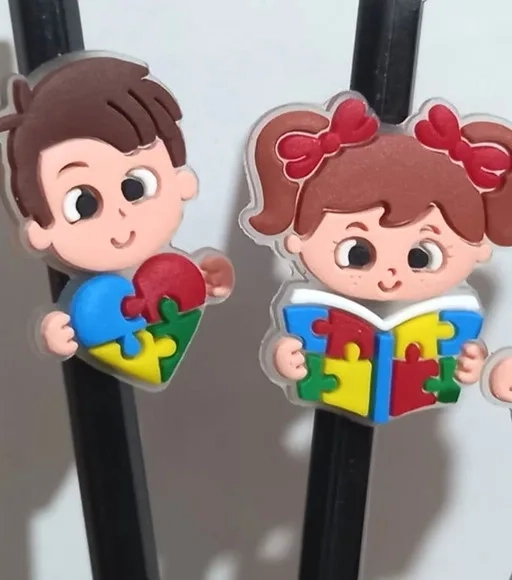 Lápis C/ponteira Menina e Menino Símbolo Autismo - 6 Unidade